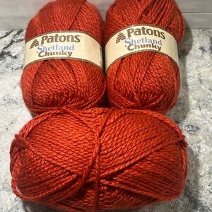 Patons Shetland Chunky yarn Acrylic/Wool blend Lot of 3 skeins. Russet color NWT